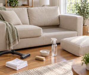 how to clean a fabric sofa at home