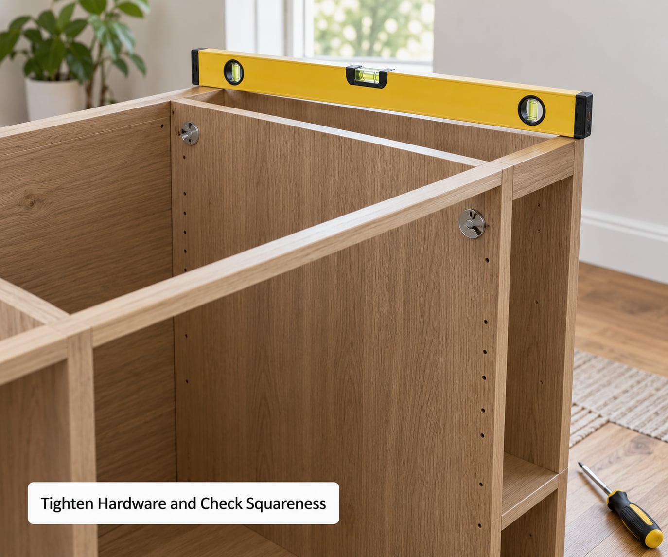 Tighten Hardware and Check Squareness