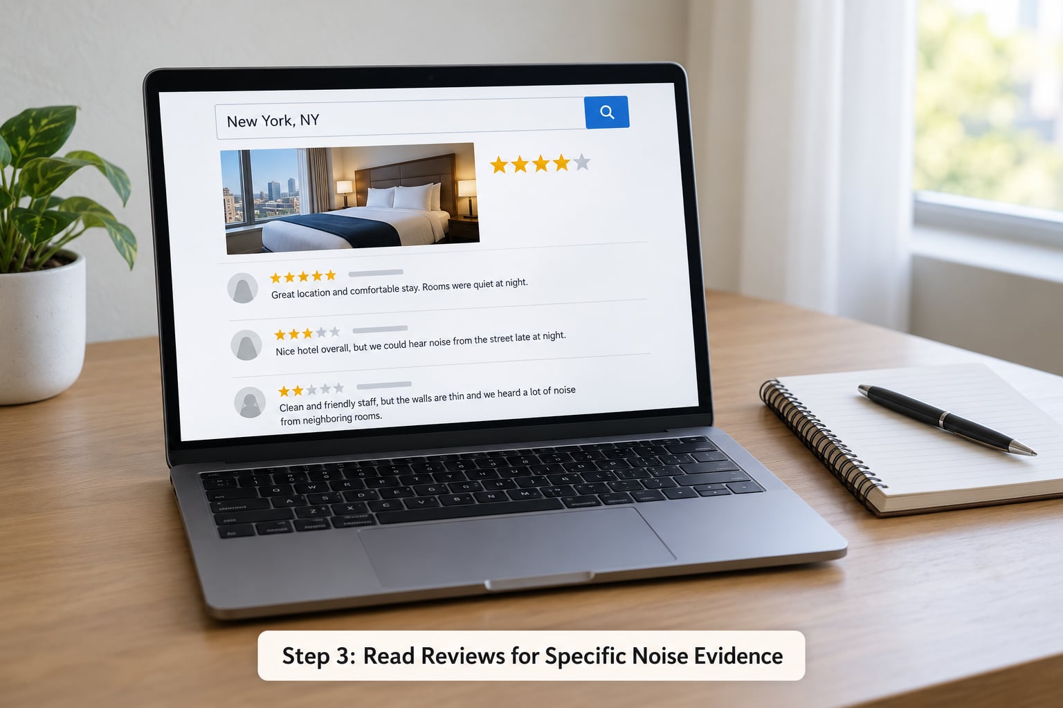 Step 3: Read Reviews for Specific Noise Evidence