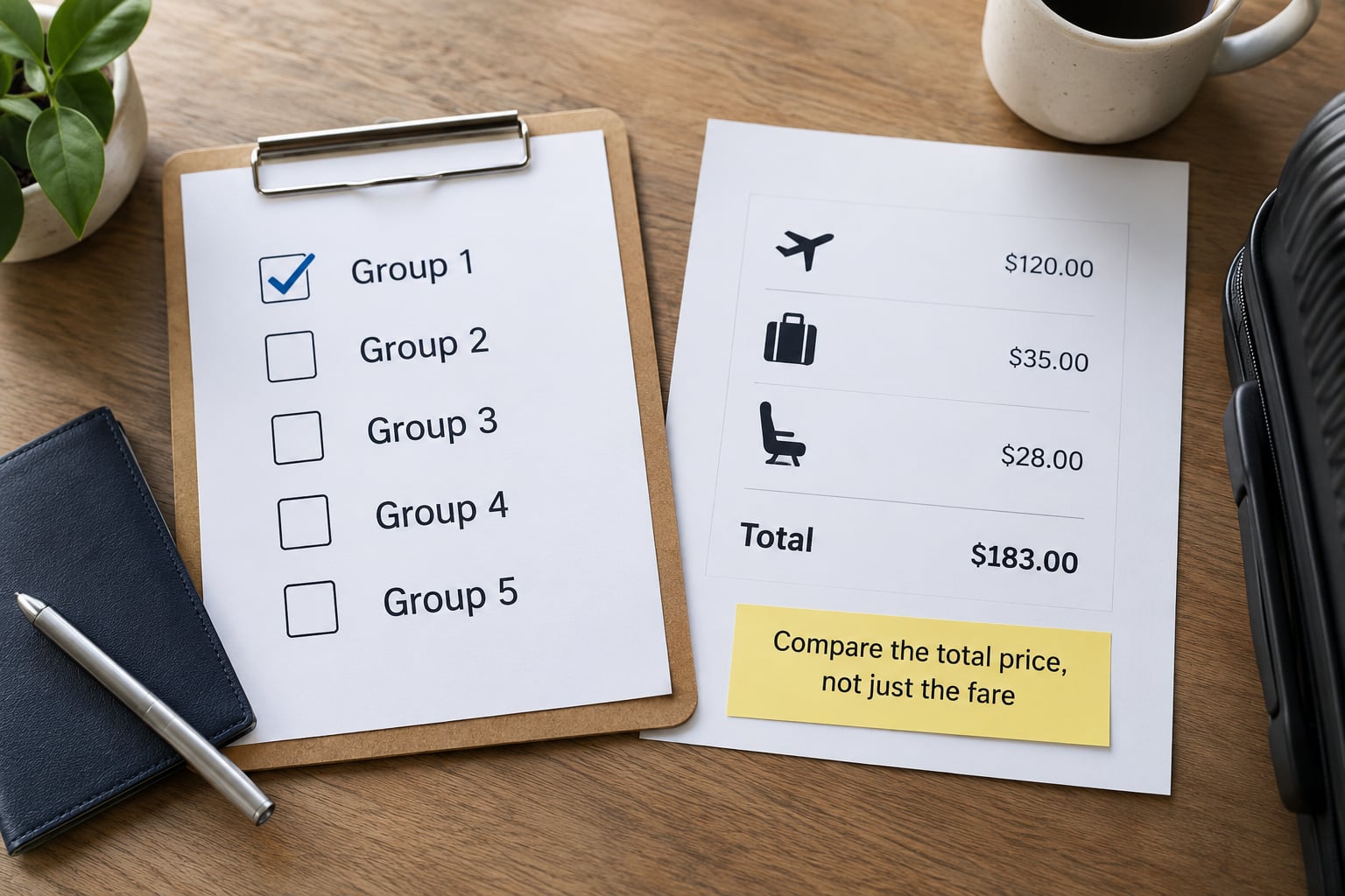 Compare the total price, not just the fare