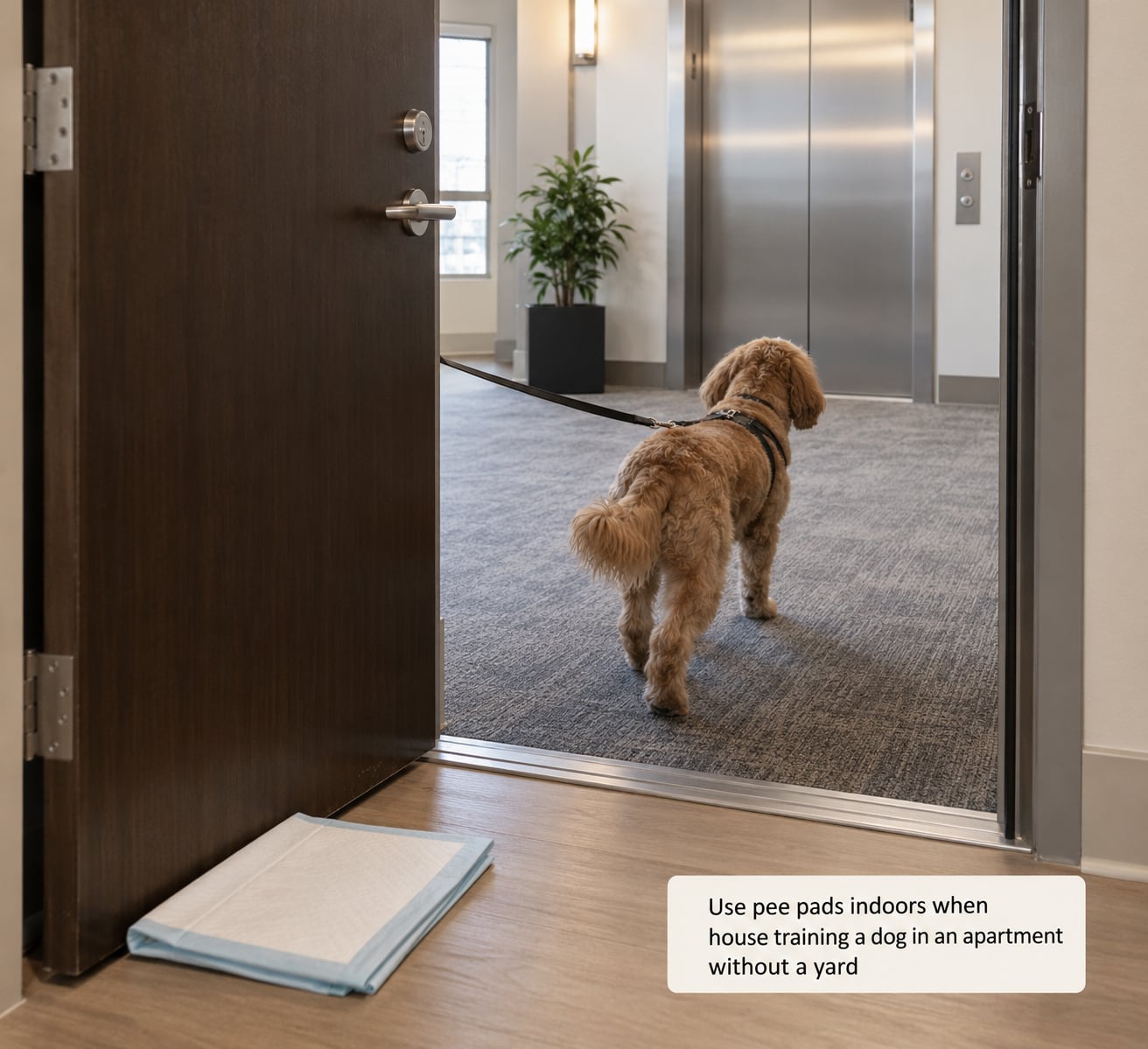 Use pee pads indoors when house training a dog in an apartment without a yard