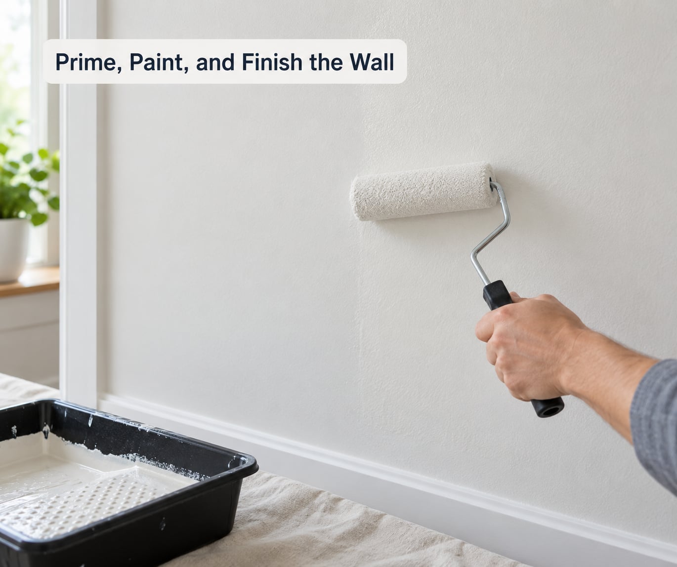 Prime, Paint, and Finish the Wall