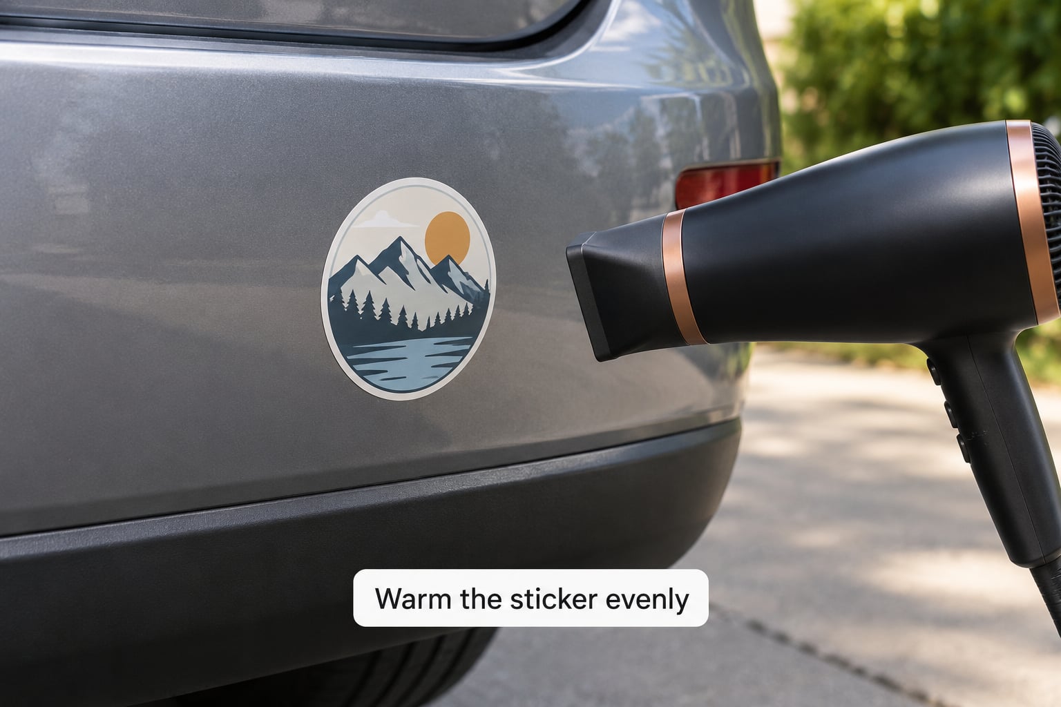 Warm the sticker evenly