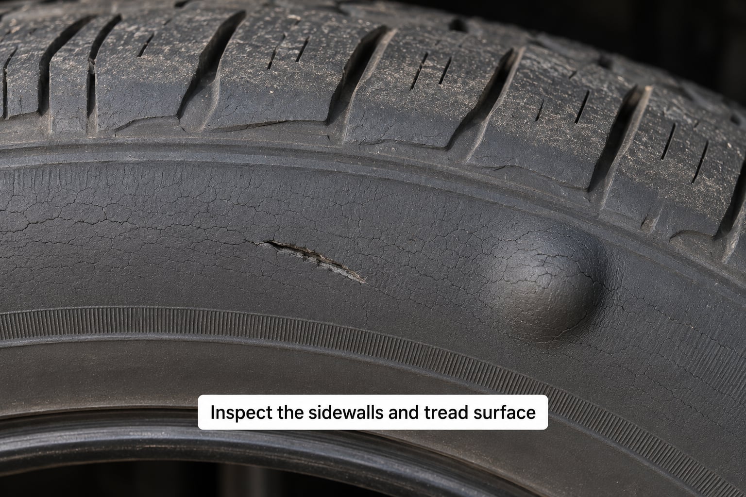 Inspect the sidewalls and tread surface