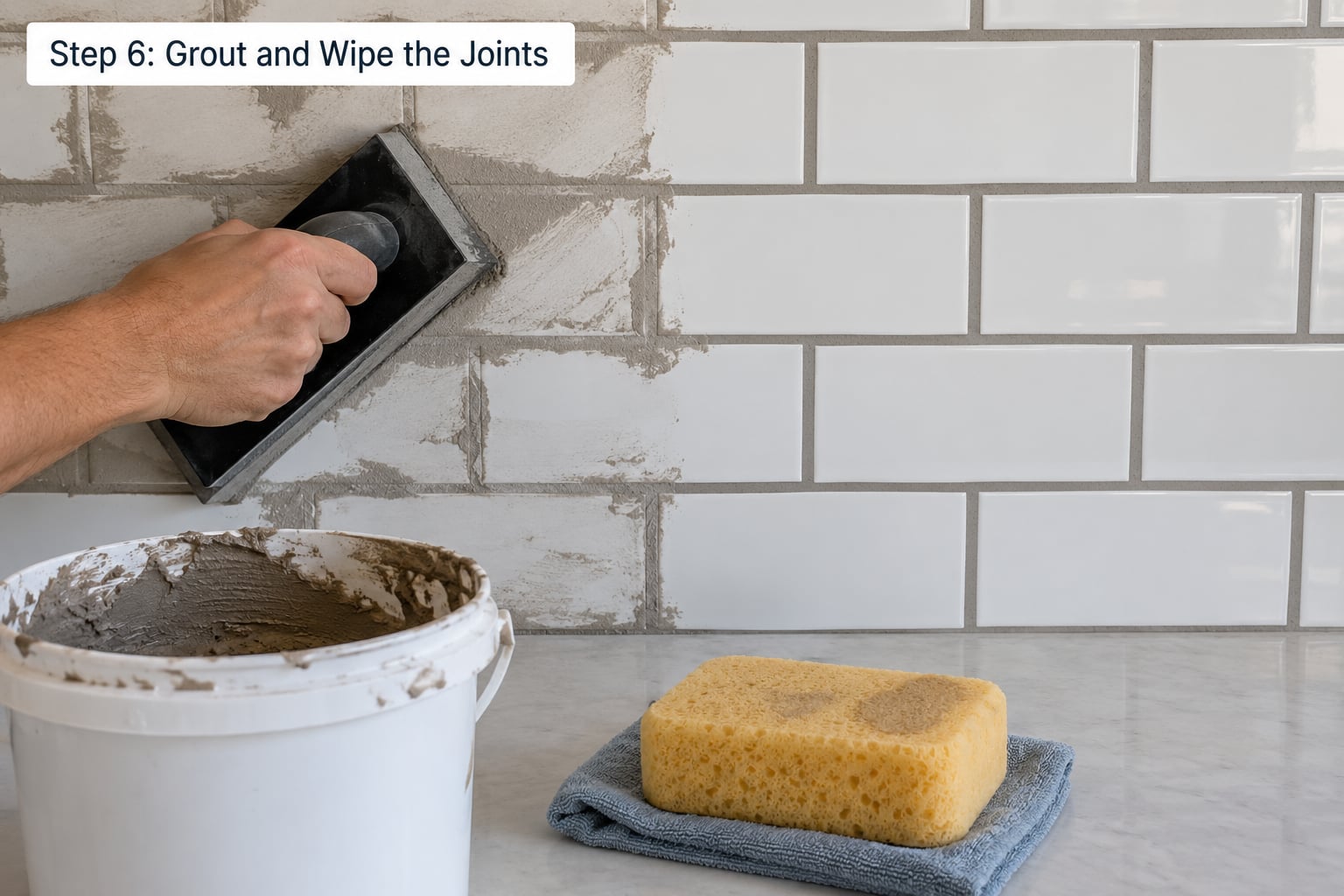 Step 6: Grout and Wipe the Joints