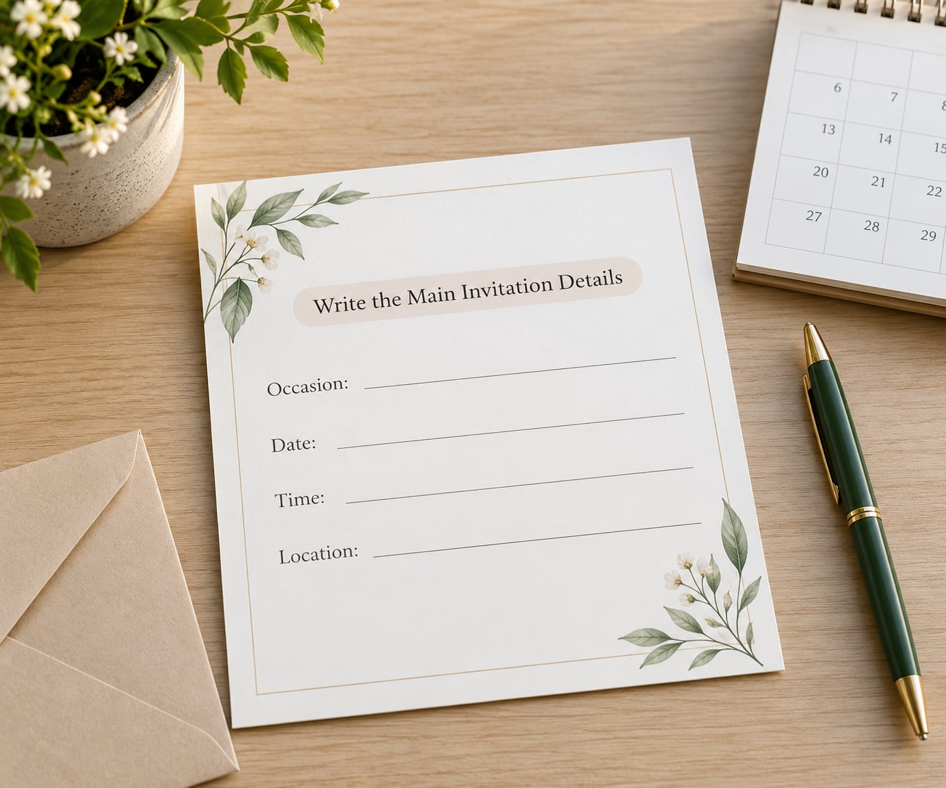 Write the Main Invitation Details