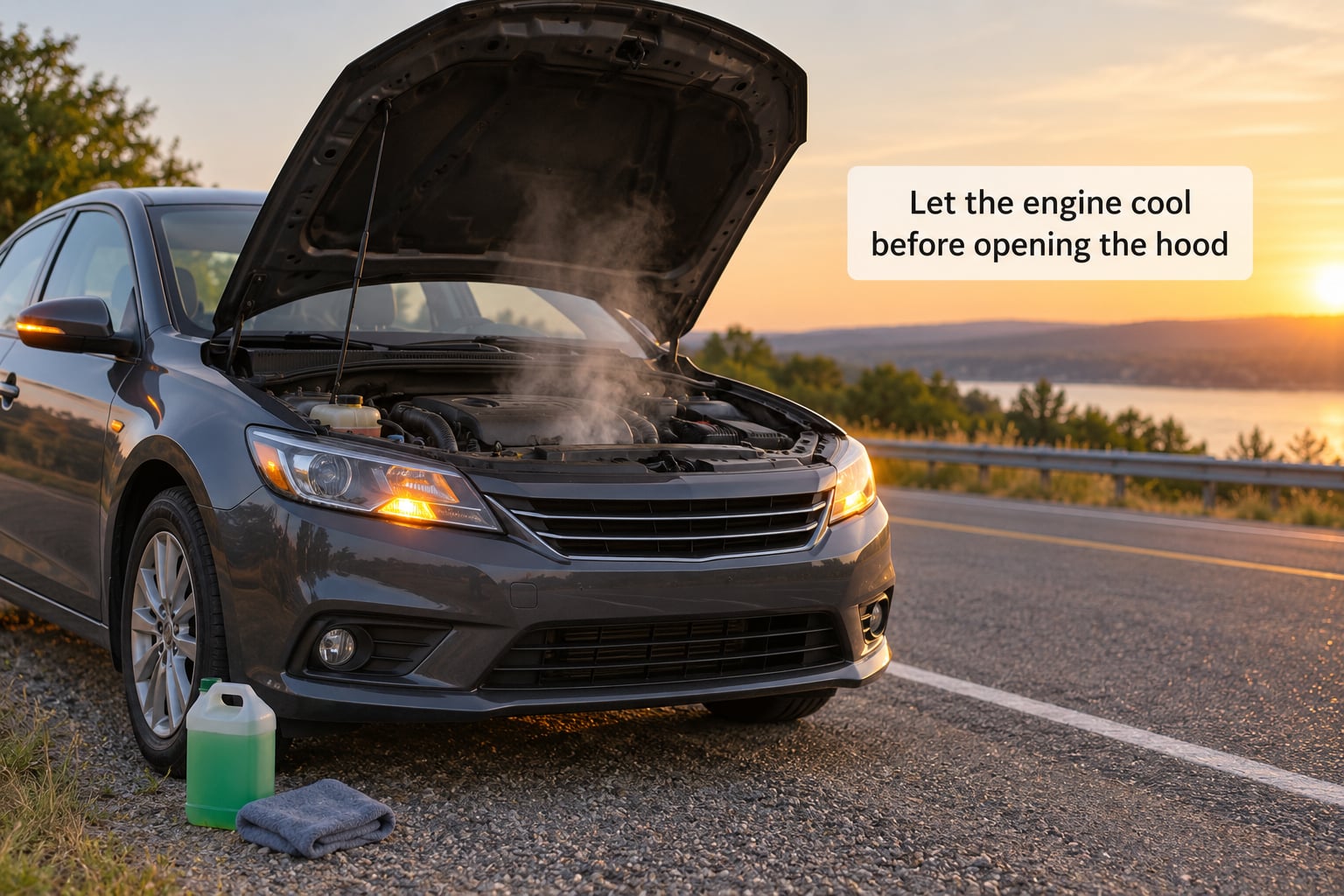 Let the engine cool before opening the hood